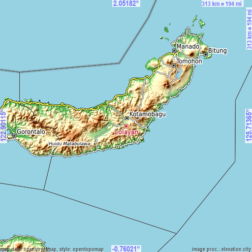 Topographic map of Lolayan