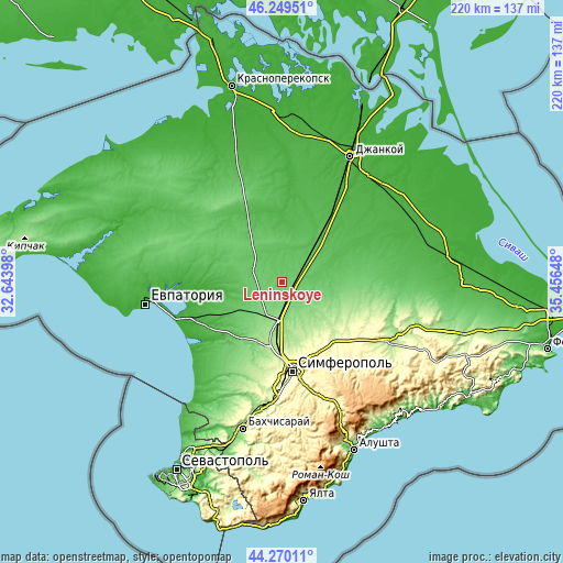 Topographic map of Leninskoye