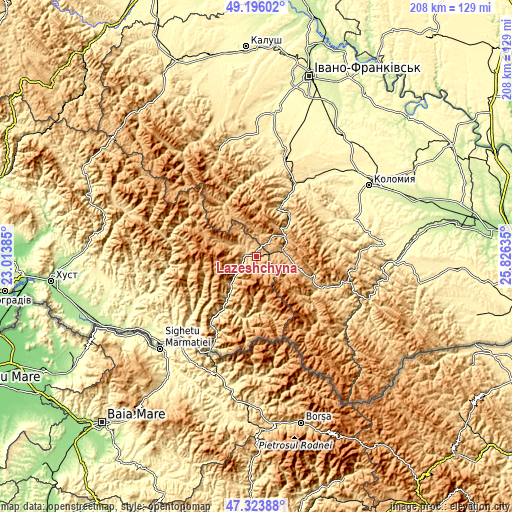 Topographic map of Lazeshchyna