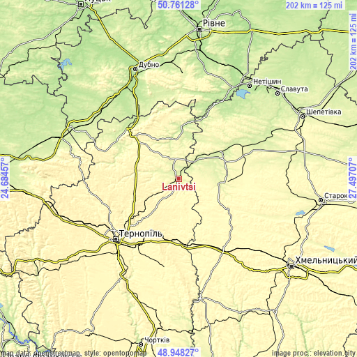 Topographic map of Lanivtsi