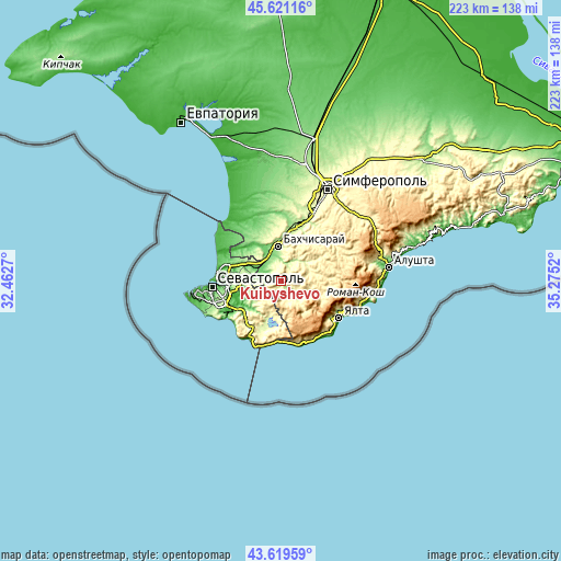 Topographic map of Kuibyshevo