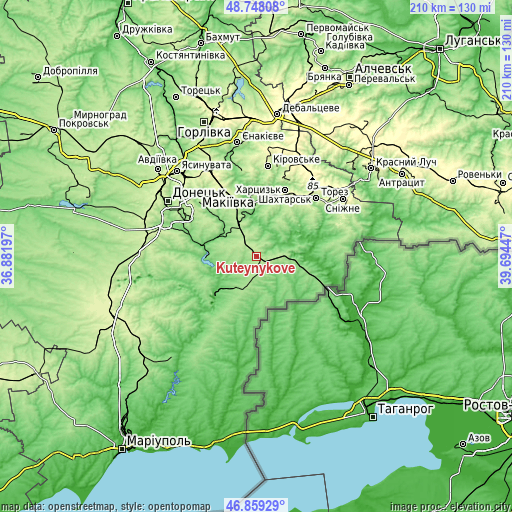 Topographic map of Kuteynykove