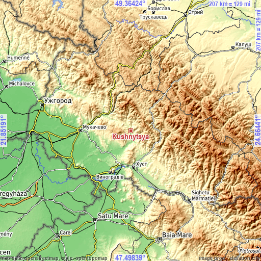 Topographic map of Kushnytsya