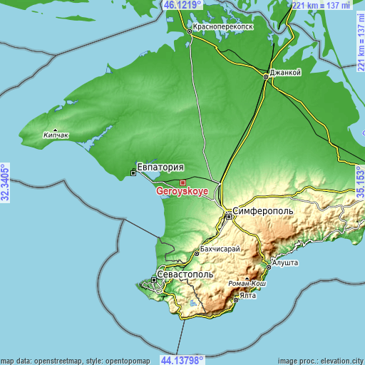 Topographic map of Geroyskoye