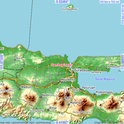 Topographic map of Sambopinggir