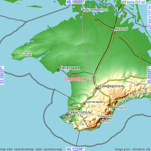 Topographic map of Chervonoye