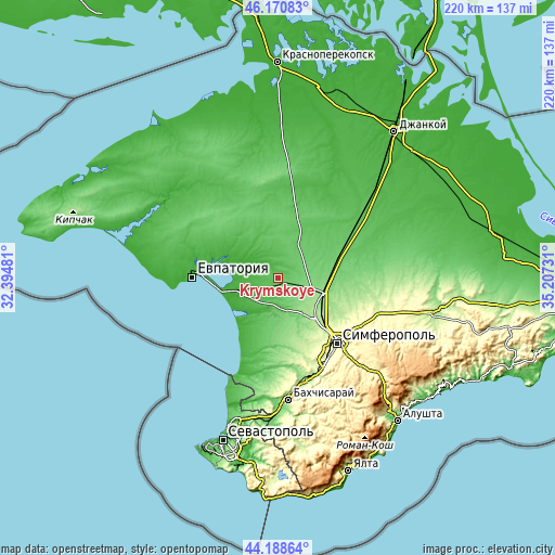 Topographic map of Krymskoye