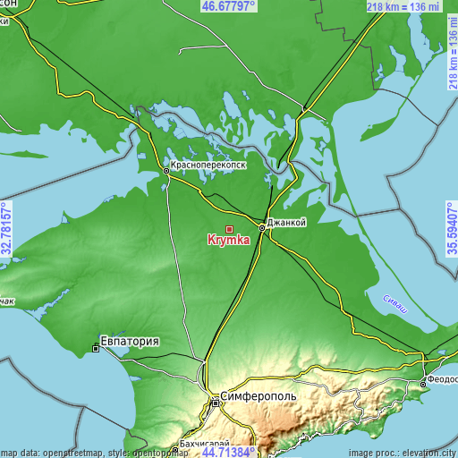 Topographic map of Krymka