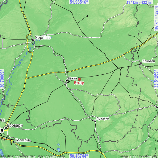 Topographic map of Kruty