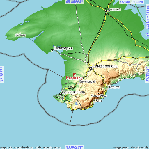 Topographic map of Kashtany