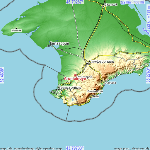 Topographic map of Aromatnoye