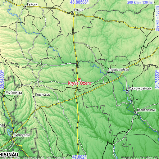 Topographic map of Kryve Ozero