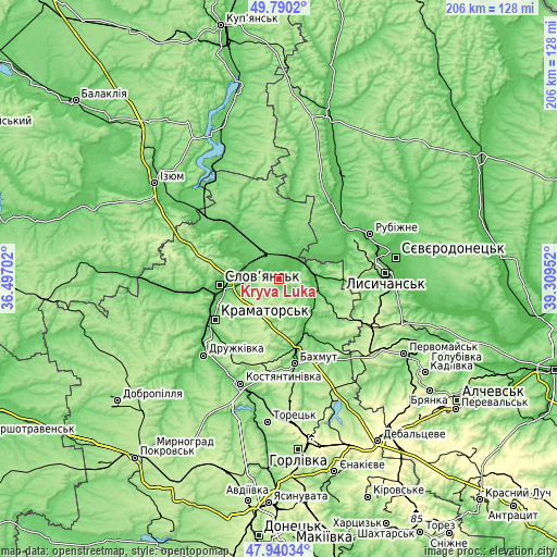 Topographic map of Kryva Luka