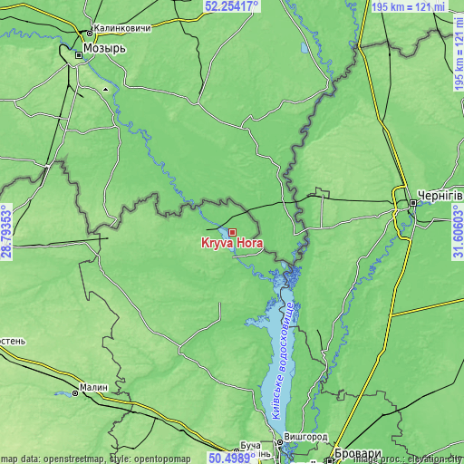 Topographic map of Kryva Hora