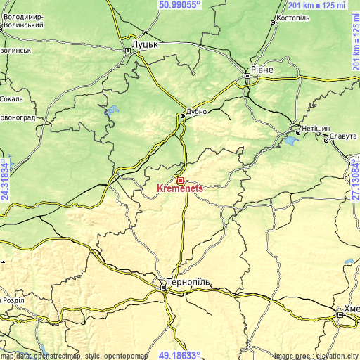 Topographic map of Kremenets