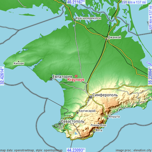 Topographic map of Krayneye