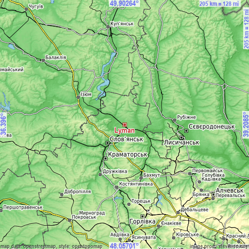 Topographic map of Lyman