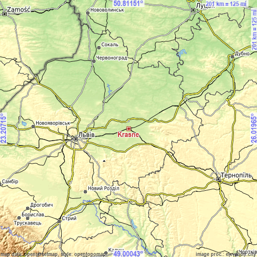 Topographic map of Krasne