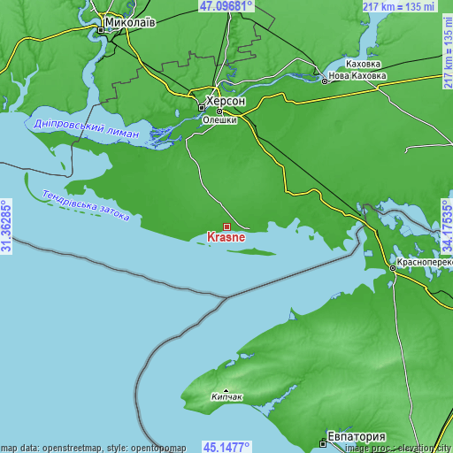 Topographic map of Krasne