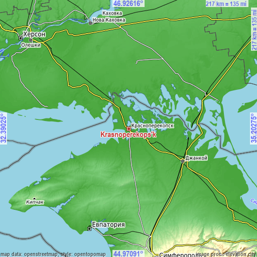 Topographic map of Krasnoperekops’k