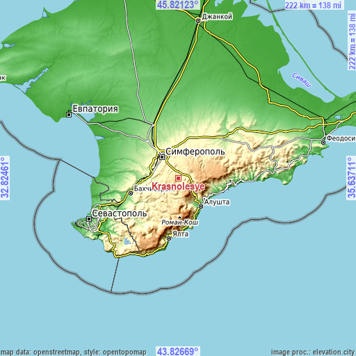 Topographic map of Krasnolesye