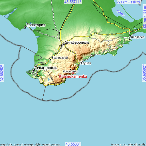 Topographic map of Krasnokamenka