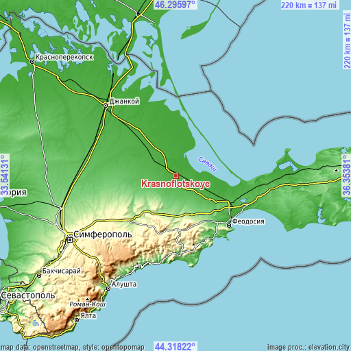 Topographic map of Krasnoflotskoye