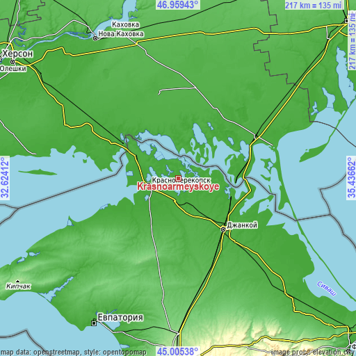 Topographic map of Krasnoarmeyskoye