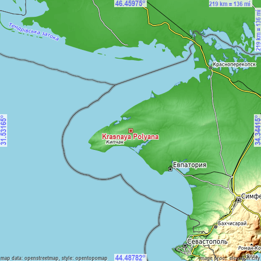 Topographic map of Krasnaya Polyana