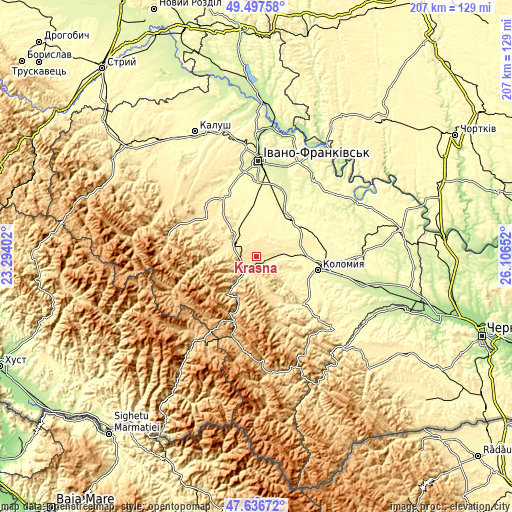 Topographic map of Krasna