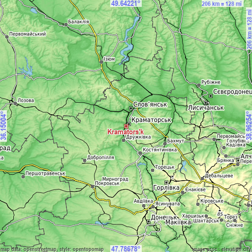 Topographic map of Kramators’k