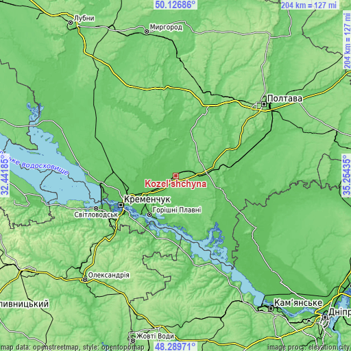 Topographic map of Kozel’shchyna