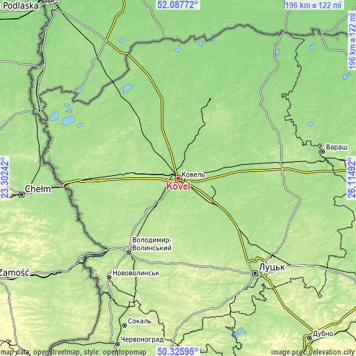 Topographic map of Kovel