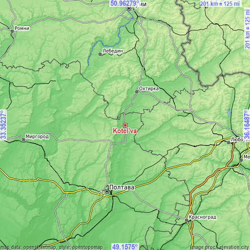 Topographic map of Kotel’va