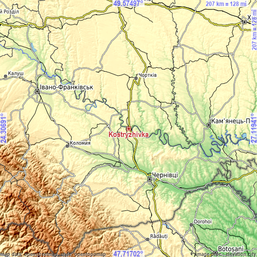 Topographic map of Kostryzhivka