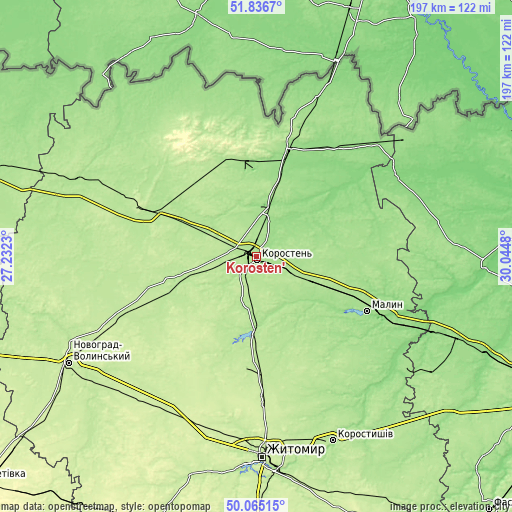 Topographic map of Korosten’