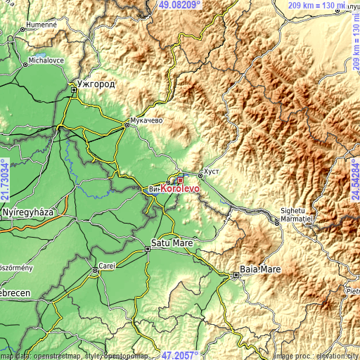 Topographic map of Korolevo