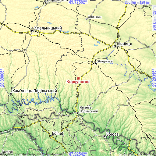 Topographic map of Kopayhorod