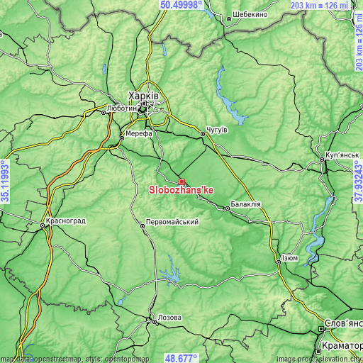 Topographic map of Slobozhans’ke