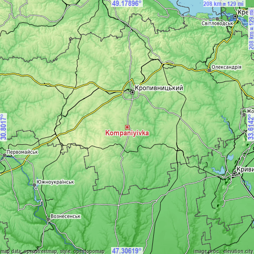 Topographic map of Kompaniyivka