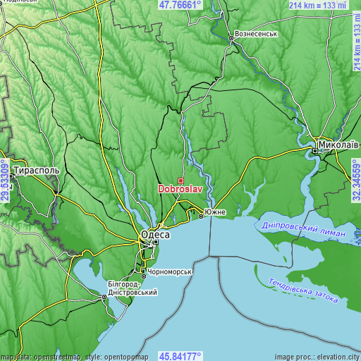 Topographic map of Dobroslav