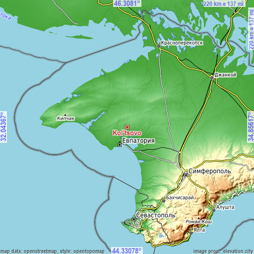 Topographic map of Kol’tsovo