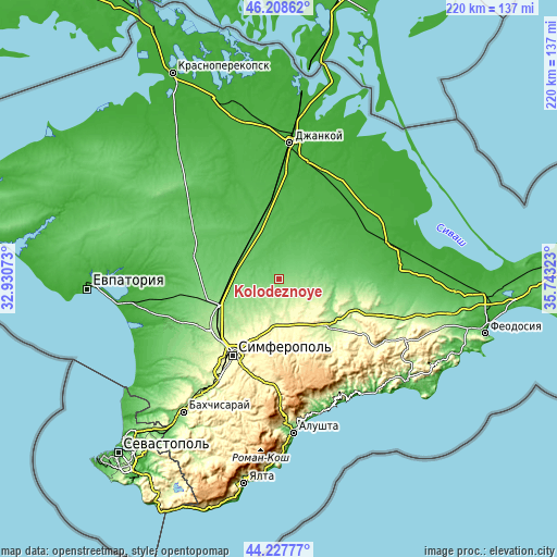 Topographic map of Kolodeznoye