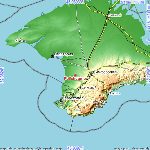 Topographic map of Kol’chugino