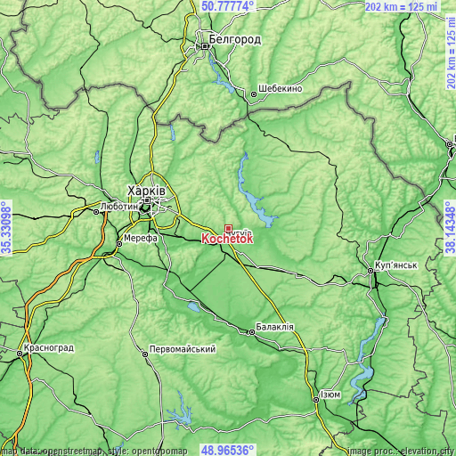 Topographic map of Kochetok