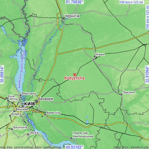 Topographic map of Kobyzhcha