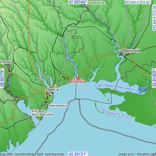 Topographic map of Kobleve