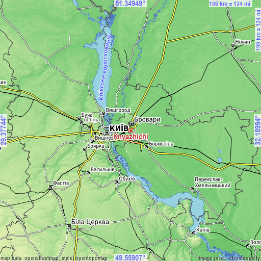 Topographic map of Knyazhichi