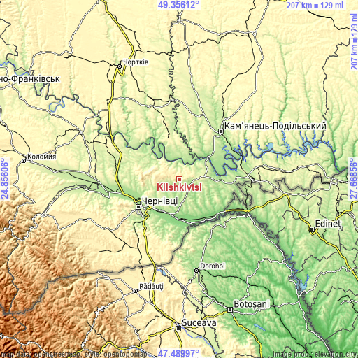 Topographic map of Klishkivtsi
