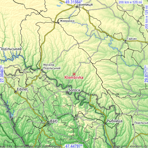 Topographic map of Klembivka